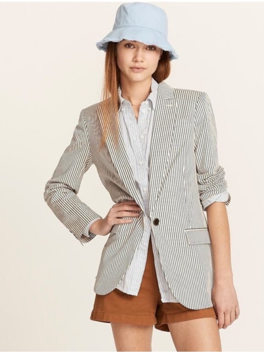 J. Crew Collection Alfie Striped Chino Single Breasted Blazer Jacket Size 6